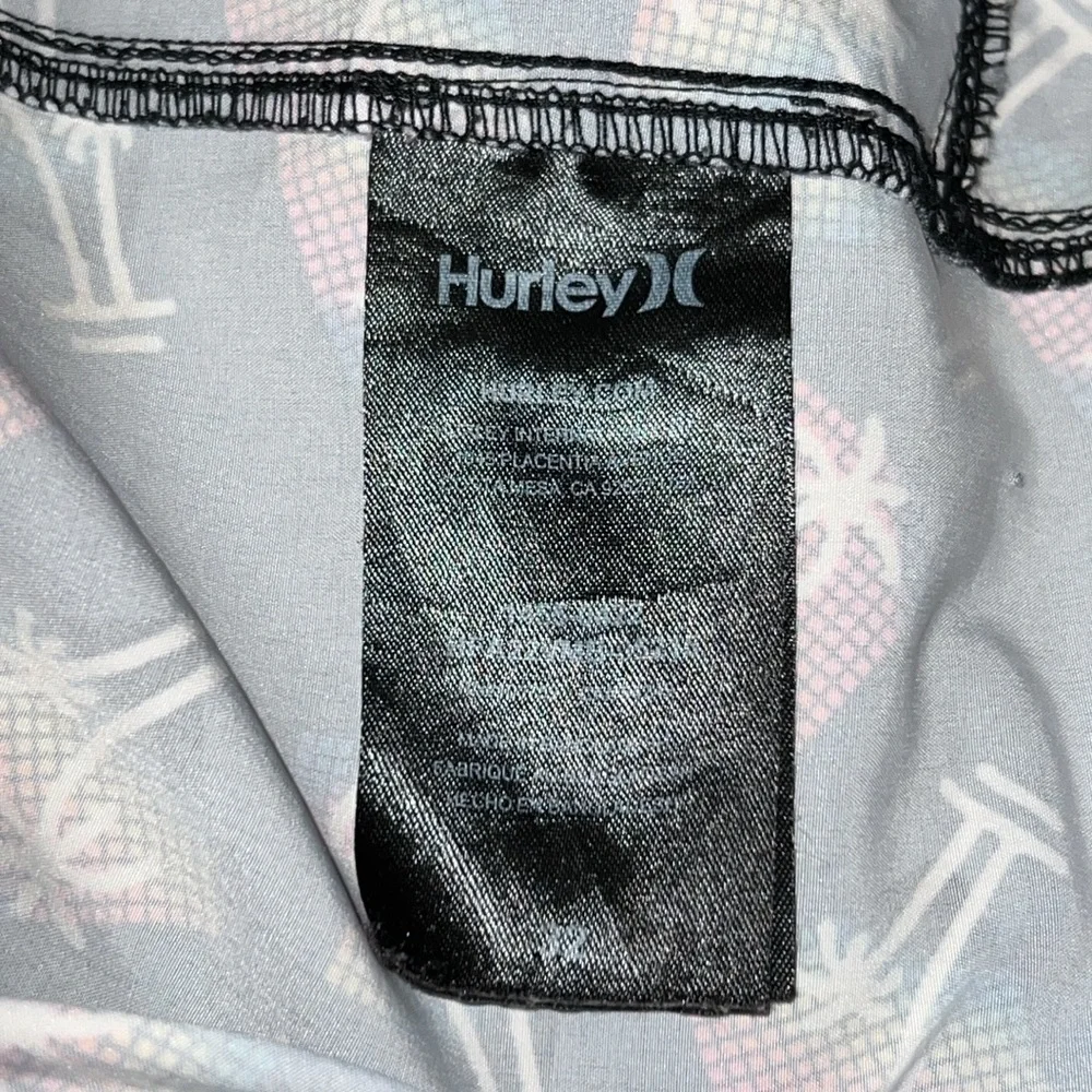 HURLEY Phantom Swim Trunks Black Neon Palm Tree Lightweight Quick Dry Size 32